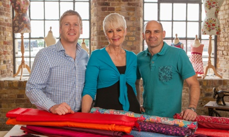 Great British Sewing Bee finalists Matt, Lorna and Neil.