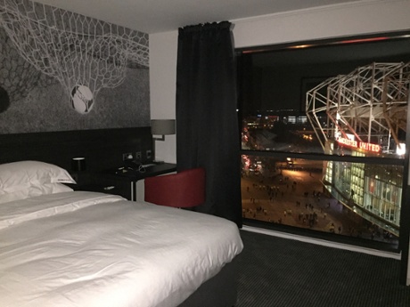 Double bedroom with view of stadium