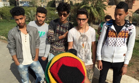 Five Egyptians pose for a Famous-style photoshoot