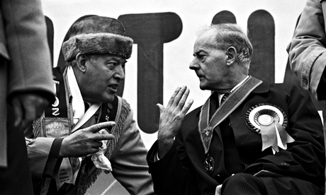 Ian Paisley and James Molyneaux at a protest meeting in Ballymena, County Antrim