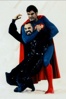 Stamp gets throttled by Christopher Reeve in Superman II (1980).