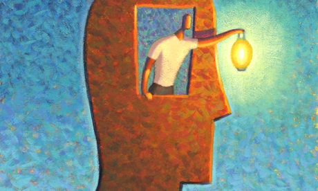 Man Holding Light From Inside A Head