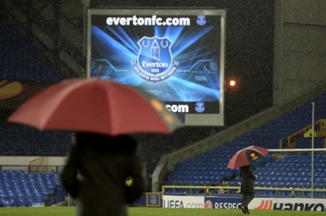 Rain falls on Merseyside.