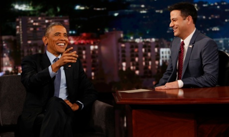Barack Obama appears on Jimmy Kimmel Live.
