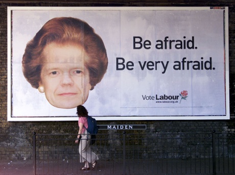 Labour's 2001 ad depicting Tory leader William Hague with Margaret Thatcher's hair.