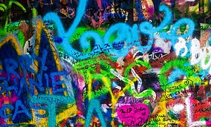 Graffiti on the ‘John Lennon Wall’ in Prague, Czech Republic.