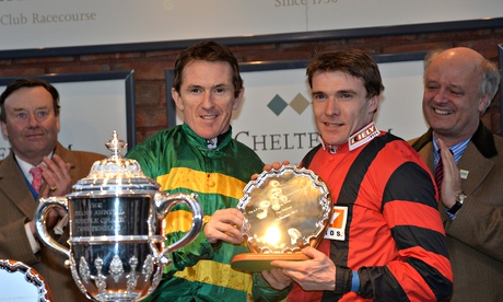 Tony McCoy with Tom Scudamore, who rode the winner of the A P McCoy Grand Annual Chase at Cheltenham