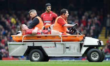 Wales' Samson Lee is taken off.