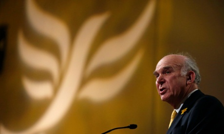 Vince Cable addressing the Lib Dem conference