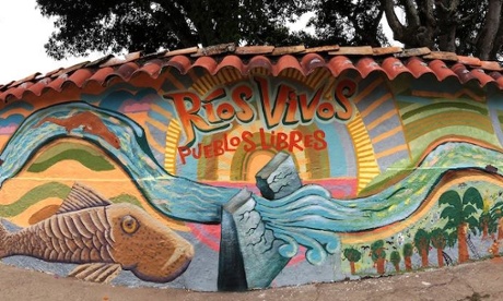'Living Rivers, Free Peoples': a mural in La Jagua, Huila, one of the municipalities most affected by the El Quimbo dam project on Colombia's River Magdalena.