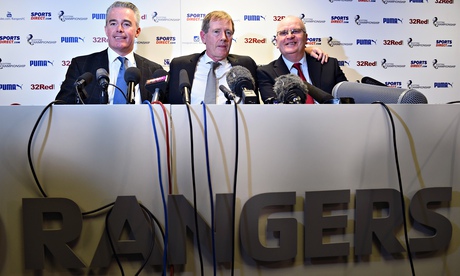 Steady ship: New Rangers owner Dave King, centre. Photograph: Jeff J Mitchell/Getty Images