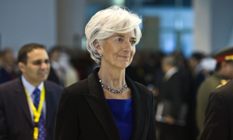 Christine Lagarde, managing director of the International Monetary Fund arrives for the Egyptian Economic Development conference.