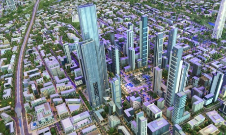 A scale-model of Egypt's planned new capital, on display at the Egyptian Economic Development Conference at Sharm el-Sheikh