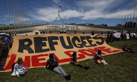 A demonstration in support of asylum seekers in Canberra.