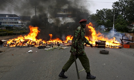 A barricade set up by opposition protesters in Nairobi, Kenya on 31 December 2007.