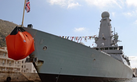 A photograph showing HMS Duncan, Type 45 Destroyer,t aking part in Red Nose Day in Gibraltar.