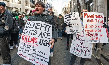 Protesters at the Department for Work and Pensions, London