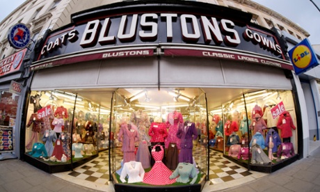 General view of Blustons clothes shop, which is closing after 80 years trading, Kentish Town, London.