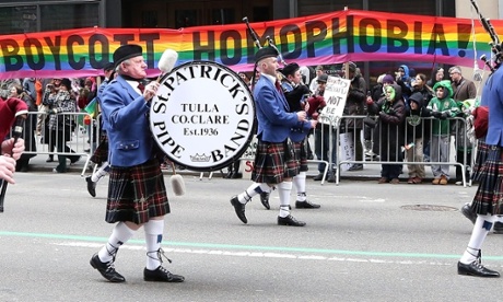Pro-gay rights protest 2014 St Patrick's Day Parade in New York