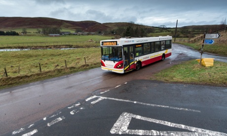 The Coquetdale circular bus route running through rural Northumberland from Rothbury.