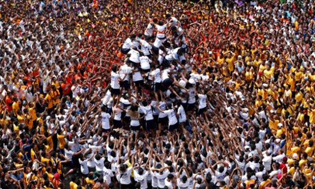 human pyramid. 
