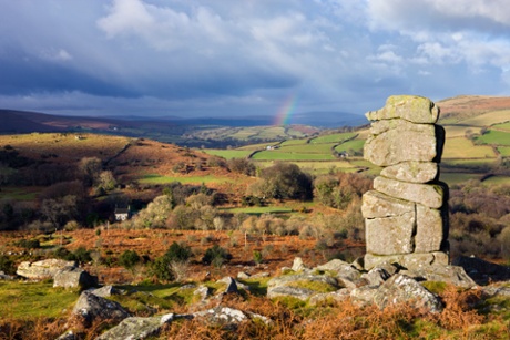 Bowerman's Nose on Hayne Down overlooking Dartmoor national park, Devon.
