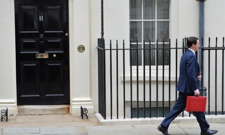 George Osborne leaves after posing with the budget box outside 11 Downing Street yesterday.