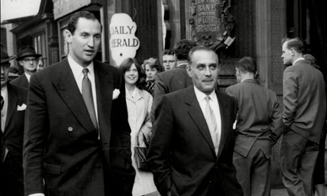 David Freeman, left, with a client, Harry Jasper, in Fleet Street, London, in the 1950s.