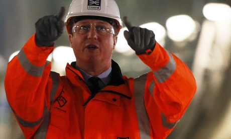 David Cameron on a visit to Crossrail earlier today.