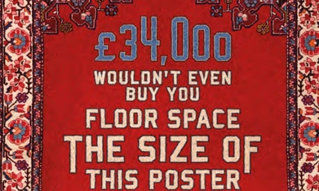 One of the new posters installed in Westminster highlighting the lack of affordable housing in London and the UK. Image: Homes for Britain