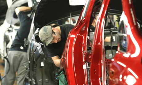 A production line at Nissan's vehicle assembly plant in Sunderland