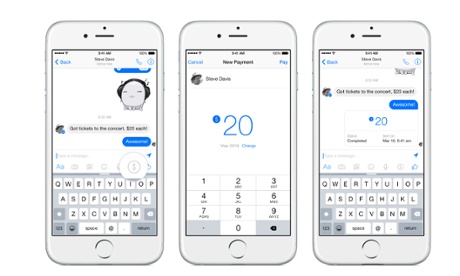 Facebook's Messenger app will be used for sending payments to friends.