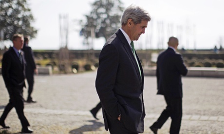 US Secretary of State John Kerry takes a contemplative walk in the grounds of Lausanne's Beau-Rivage hotel during a break in negotiations   AFP PHOTO / POOL / BRIAN SNYDERBRIAN SNYDER/AFP/Getty