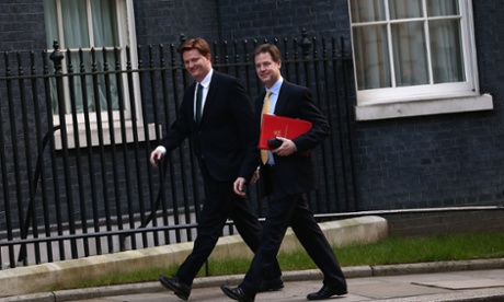 Danny Alexander and Nick Clegg arriving in Downing Street