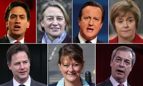 The seven party leaders set to take part in TV debates: Ed Miliband, Natalie Bennett, David Cameron, Nicola Sturgeon, Nick Clegg, Leanne Wood and Nigel Farage