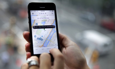 The Uber app on an iPhone