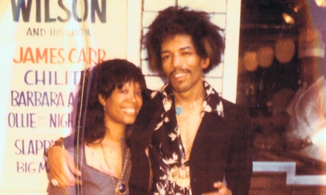 Jimi and Lithofayne outside the Apollo, 1969