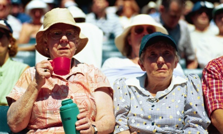 Two old ladies watching tennis at Wimbledon