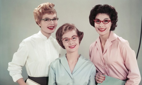Three office workers in cat's eye spectacles, 1958.