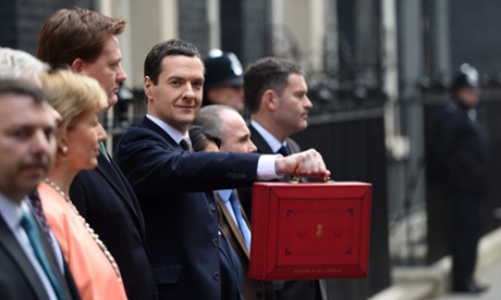 George Osborne holds up his red case 