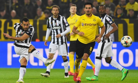 Carlos Tevez thwacks a shot goalwards ...