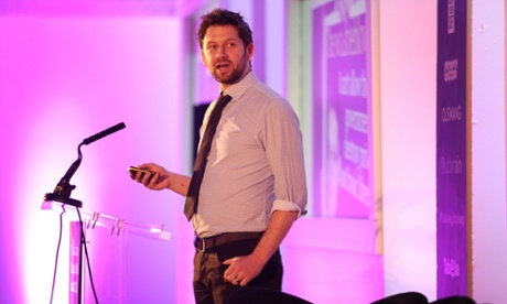 Peter Koechley on stage at the Changing Media Summit 2015