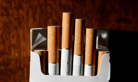 A pack of cigarettes in plain packaging.