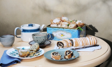 poppy seed cakes on a table
