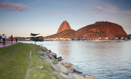 Botafogo beach in Guanabara Bay and Sugar Loaf Mountain beyond.