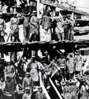 Circa 1930: Russian prisoners