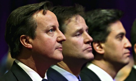 David Cameron, Nick Clegg and Ed Miliband