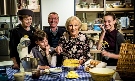 Mary Berry (centre) with the Robshaw family in Back in Time for Dinner: ‘thus far unwhiny’.