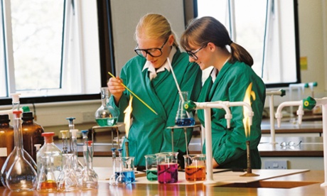 Girls doing an experiment