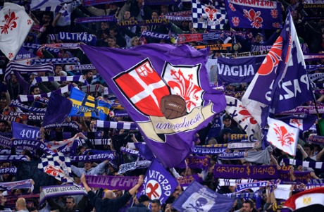 Fiorentina's supporters celebrate.